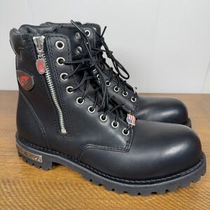 Red Wing Boots Mens 8 D Black Leather 967 Side Zip Steel Toe Biker Motorcycle